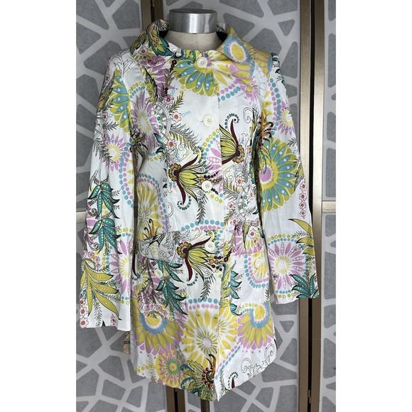 Nolita Vtg Y2k Spring Lightweight Jacket Cotton Blend Long Floral L Stretch - Picture 1 of 5